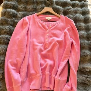 Evereve Pink Henley Pullover Sweatshirt